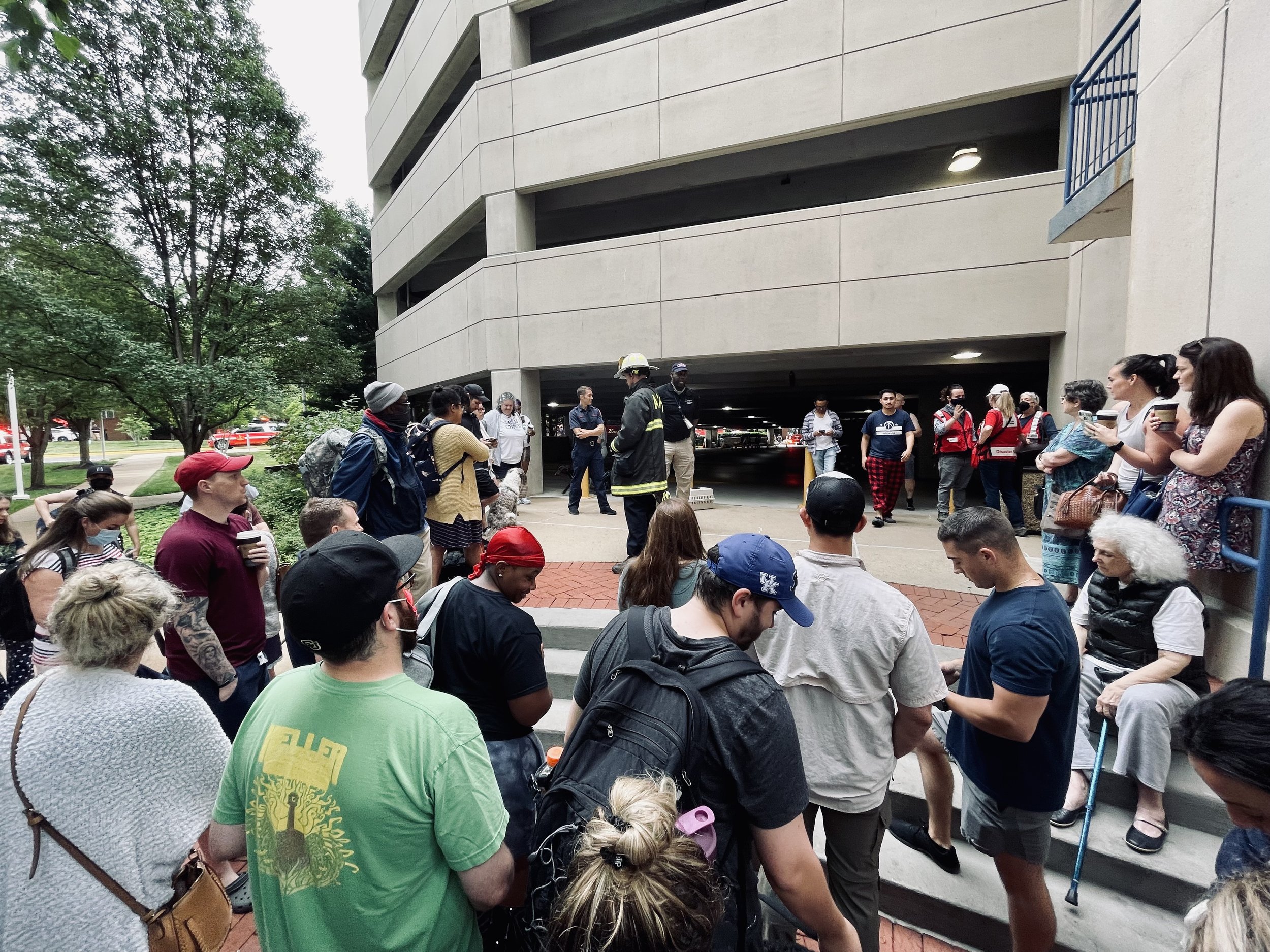  The firefighters giving us a brief. 