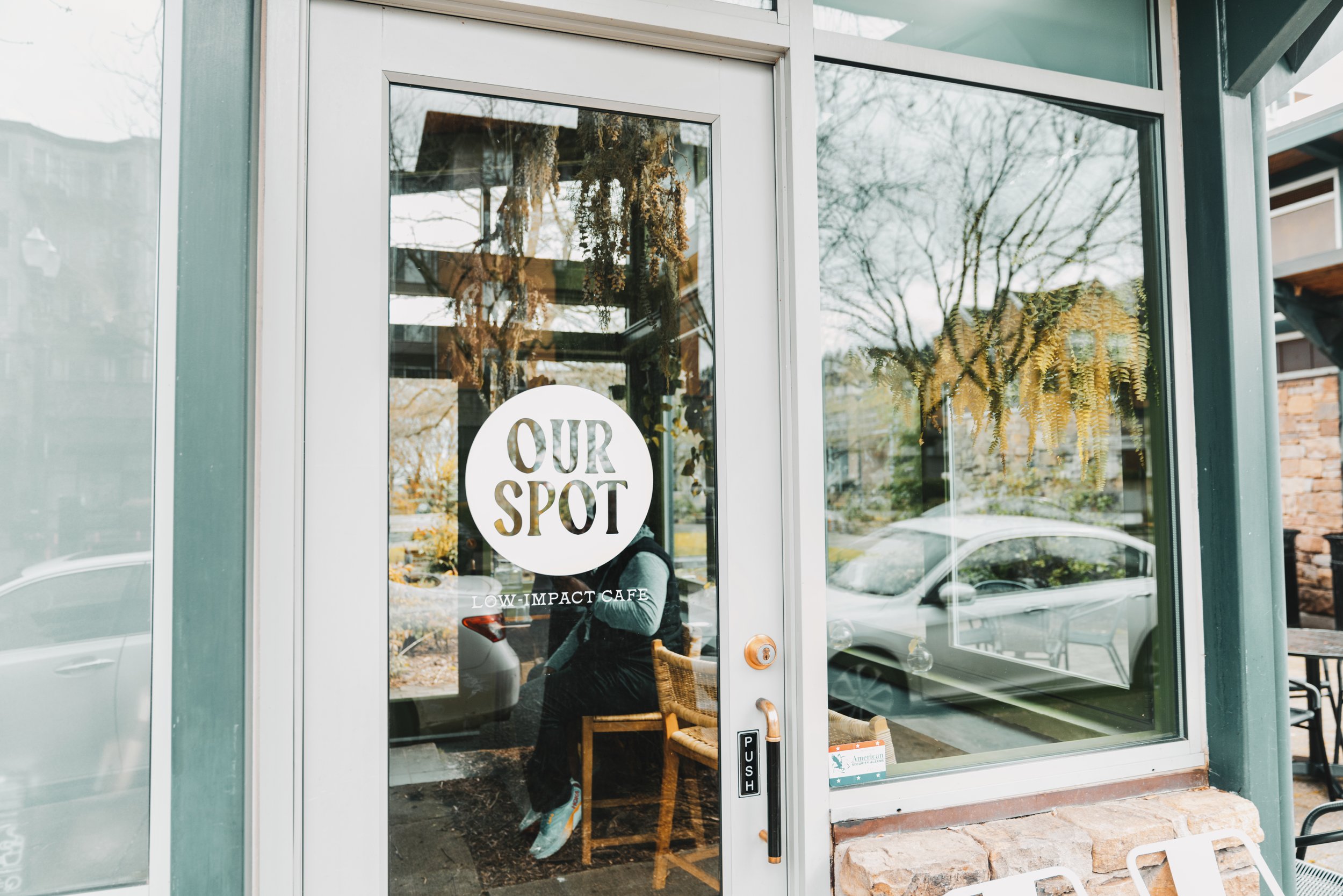  Our Spot’s cute signage on the front door. 