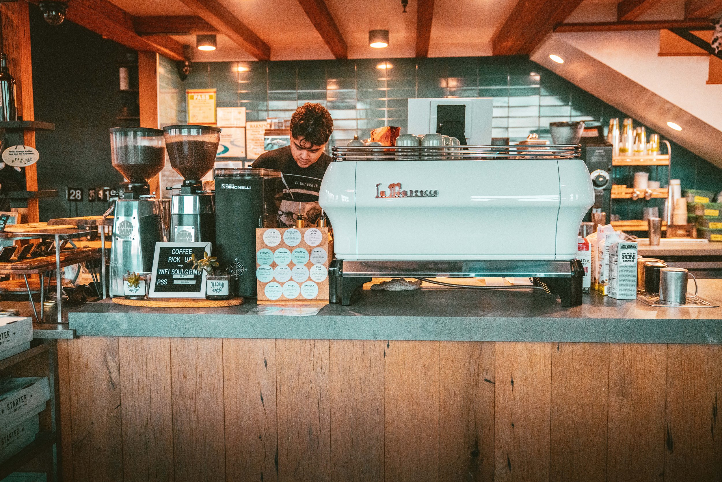 Barista making drinks